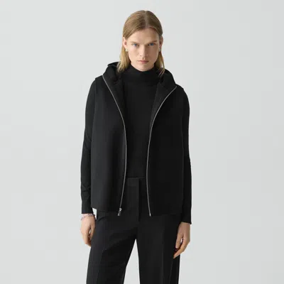 Theory Hooded Vest In Double-face Wool-cashmere In Black