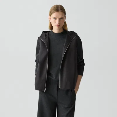 Theory Hooded Vest In Double-face Wool-cashmere In Black