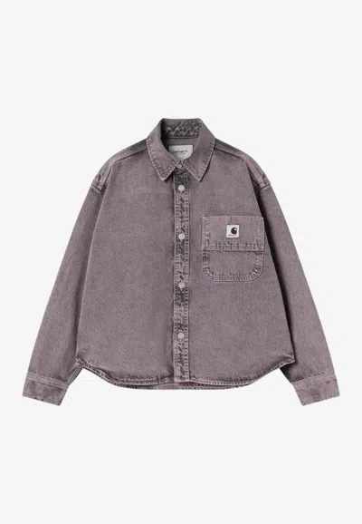 Carhartt Georgia Logo Patch Denim Jacket In Purple