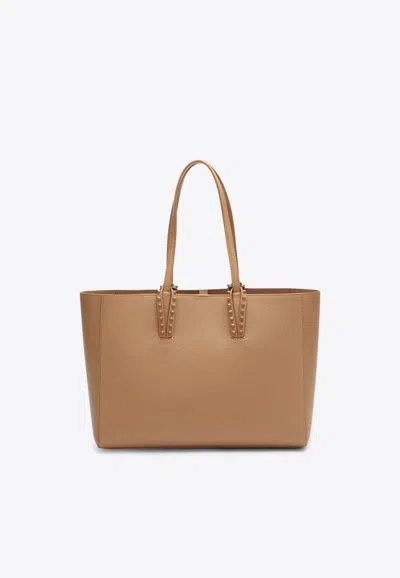 Christian Louboutin Small Tote Bag With Double And Studded Handles In Sand
