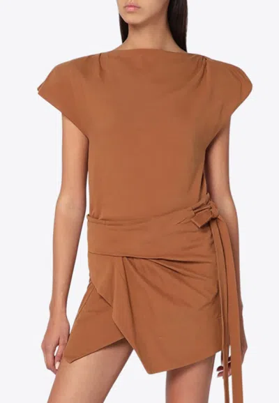 Isabel Marant Asymmetrical Sebani T-shirt In Caramel Colour In Multi