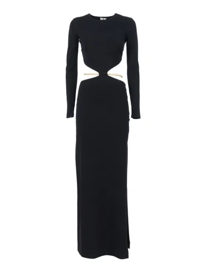 Elisabetta Franchi Black Cut-out Knitted Dress In Black