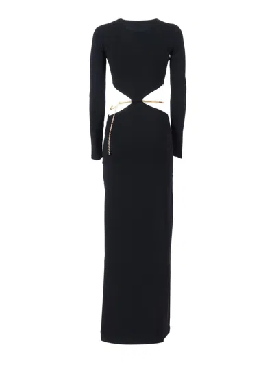 Elisabetta Franchi Black Cut-out Knitted Dress In Black