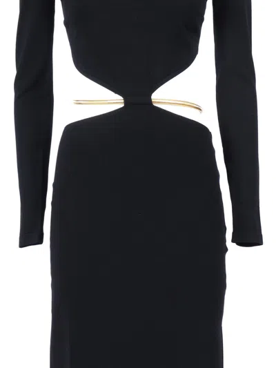 Elisabetta Franchi Black Cut-out Knitted Dress In Black