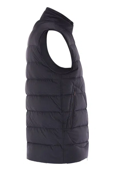 Herno Black Polyamide Sleveless Jacket In Blue