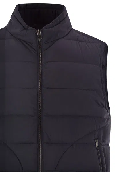 Herno Black Polyamide Sleveless Jacket In Blue