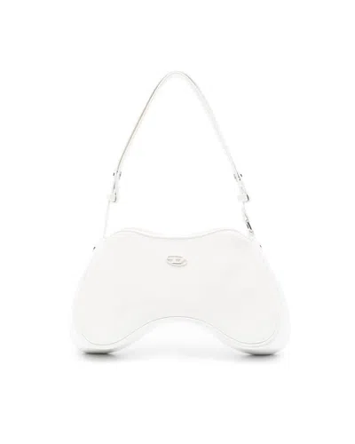 Diesel Play-glossy Shoulder Bag In White