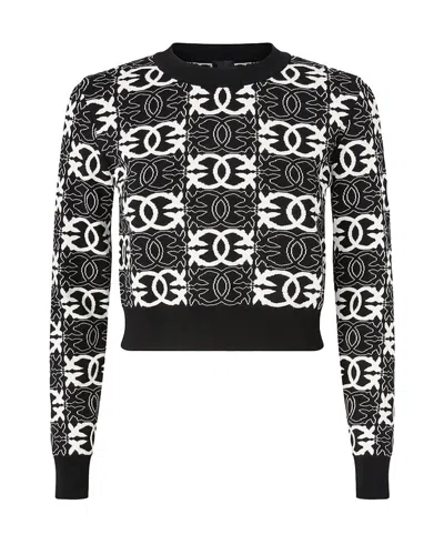 Pinko Gypsies Cropped Sweater Black/white In Black