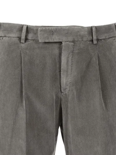 Pt Torino Mid-rise Straight Leg Corduroy Trousers In Gray