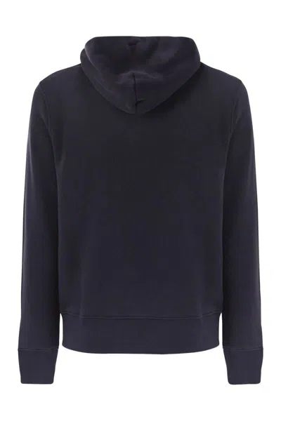 Autry Hooded Sweatshirt Drawstring Ribbed Cuffs In Blue