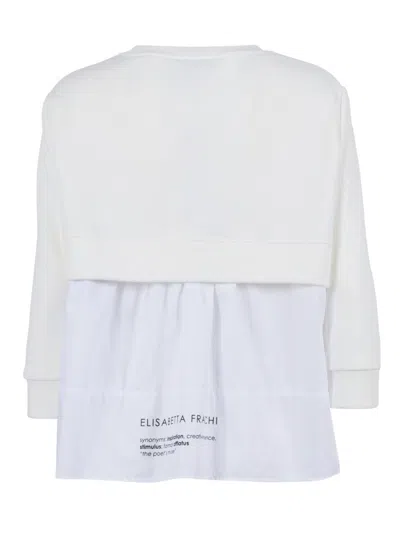 Elisabetta Franchi Fleece Top With Details In Poplin Fabric In Gray