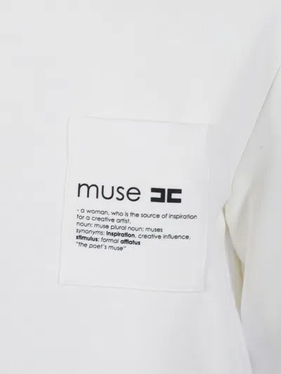 Elisabetta Franchi Fleece Top With Details In Poplin Fabric In Gray