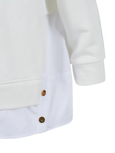 Elisabetta Franchi Fleece Top With Details In Poplin Fabric In Gray