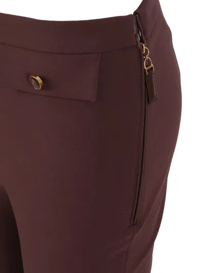 Elisabetta Franchi Cropped Trousers With Belt Loops And Buttoned Pockets In Brown