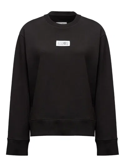 Mm6 Maison Margiela Logo Cotton Sweatshirt In Black