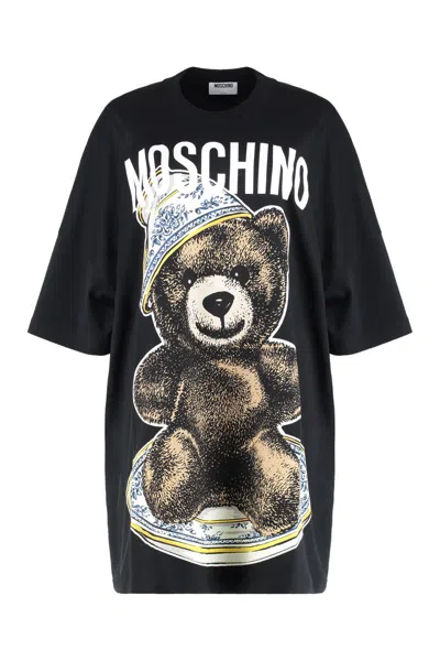 Moschino Teddy Bear Crewneck T-shirt In Black
