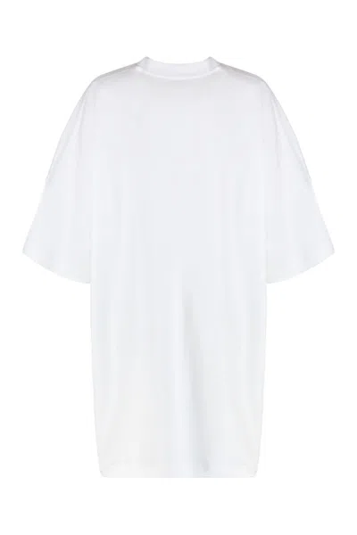 Moschino Classic Cotton Dress With Silhouette In White