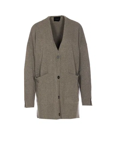 Roberto Collina Knitwear Cardigan With Front Pockets And V-neckline In Gray