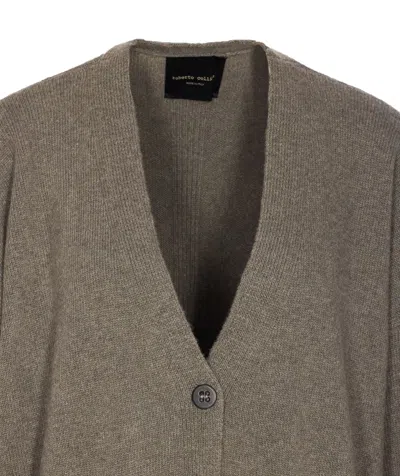 Roberto Collina Knitwear Cardigan With Front Pockets And V-neckline In Gray
