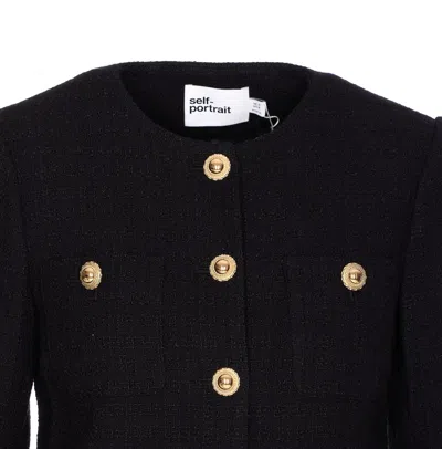 Self-portrait Knit Cardigan In Black