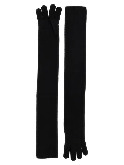 Max Mara Long Knitted Five Fingers Soft Gloves In Black