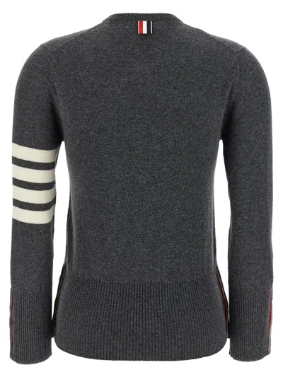 Thom Browne Cashmere Cardigan With Ribbed Texture And Button Detailing In Gray