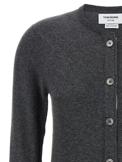 Thom Browne Cashmere Cardigan With Ribbed Texture And Button Detailing In Gray