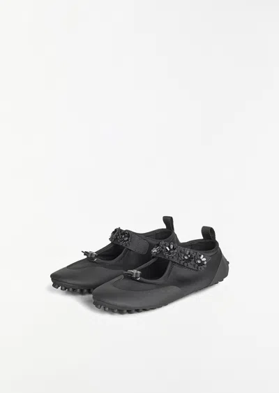 Cecilie Bahnsen Neoprene And Goatskin Leather Flat Shoes In White