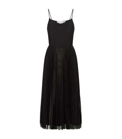 Victoria Victoria Beckham Silk-satin And Pleated Tulle Dress In Black