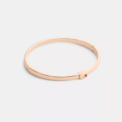 Coach Thin Signature Hinged Bangle In Gold