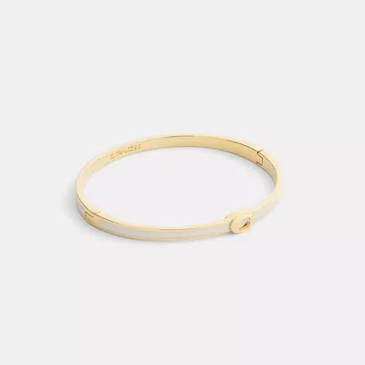Coach Thin Enamel Signature Hinged Bangle In Gold