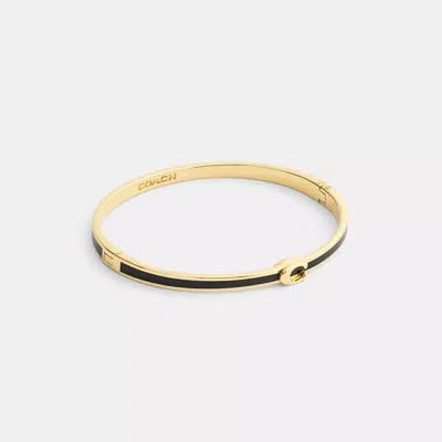 Coach Thin Enamel Signature Hinged Bangle In Gold