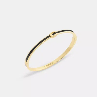 Coach Thin Enamel Signature Hinged Bangle In Gold