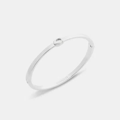 Coach Thin Signature Hinged Bangle In Silver