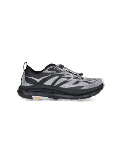 Hoka Mafate Speed 4 Lite Black Low Top Sneakers With Mesh Panels In Tech Fabric Unisex In Black