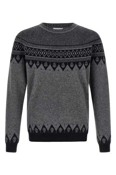 Alexander Mcqueen Mcqueen 'skull' Sweater In Gray