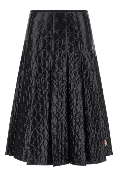 Moncler Black Padded Midi Skirt In Black
