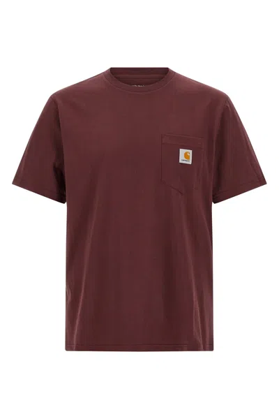 Carhartt Pocket Chest Crew Neck T-shirt In Burgundy