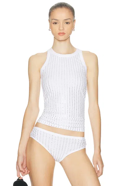 Attico Strass Tank Top In White