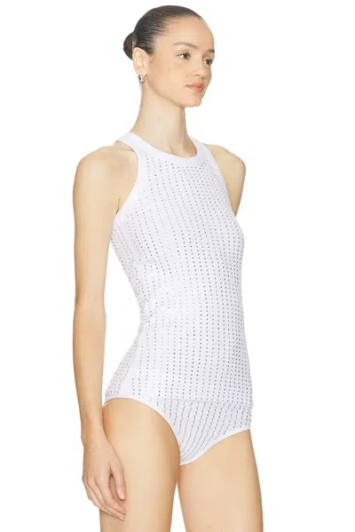 Attico Strass Tank Top In White
