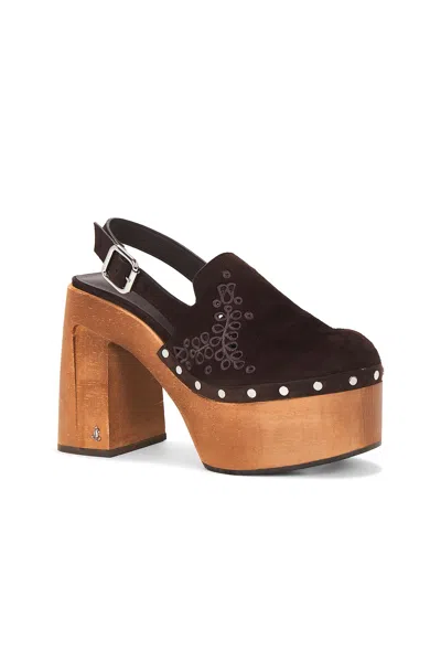 Jimmy Choo Alida 135 Embroidered Studded Suede Platform Clogs In Brown