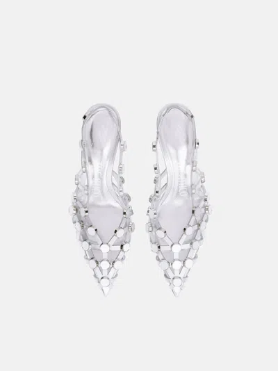 Attico Metallic Nappa Leather Slingback Pumps In White