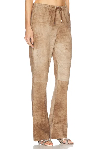Sprwmn Drawstring Straight Pant In Brown