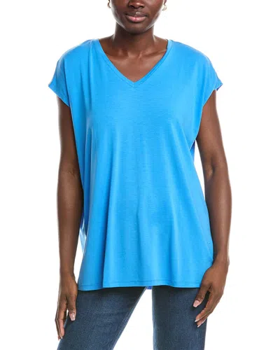 Eileen Fisher Organic Linen Jersey V-neck Tee In Bellflower In Blue