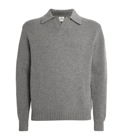 Aspesi Wool-blend Open Collar Sweater In Green