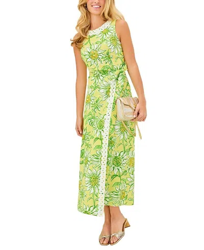 Lilly Pulitzer Fresia Stretch Maxi Shift Dress In Limoncello Sunbelievable In Green