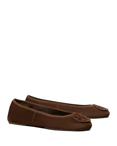 Tory Burch Brown Suede Minnie Ballerinas In Brown