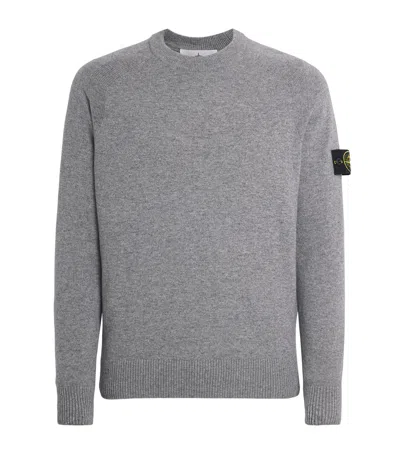 Stone Island Light Grey Cotton Fine Knit Sweaters In Gray