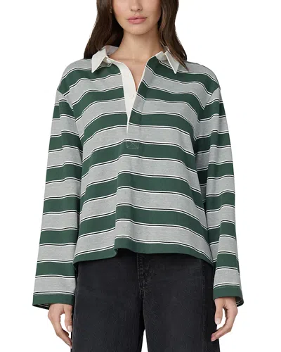 Joe's Jeans Dylan Oversized Rugby Shirt Top In Heather Grey Cilantro Stripe In Multi