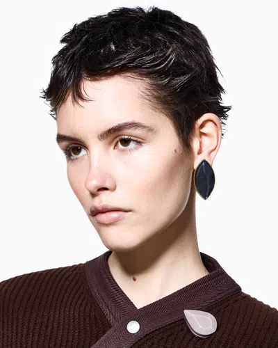 Giorgio Armani Clip Earrings With A Transparent Element In Black